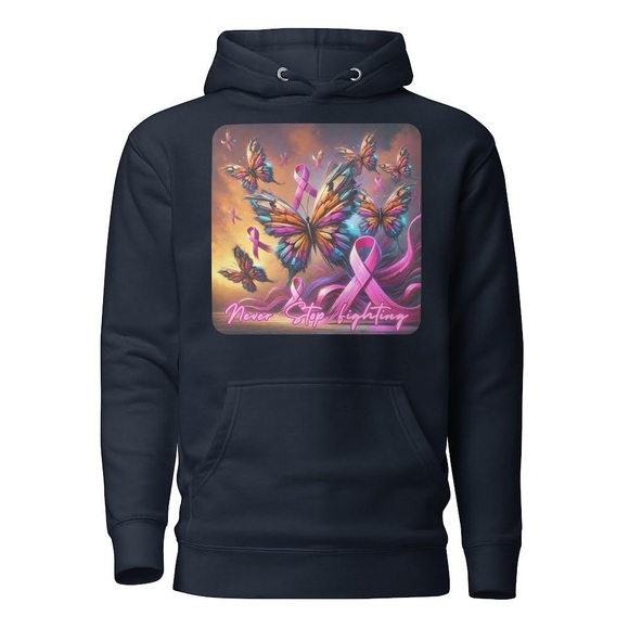 Never Stop Fighting Hoodie with Butterfly and Ribbon Design 🎊🎊🎊HOST PICK 🎊🎊🎊 - Picture 3 of 13